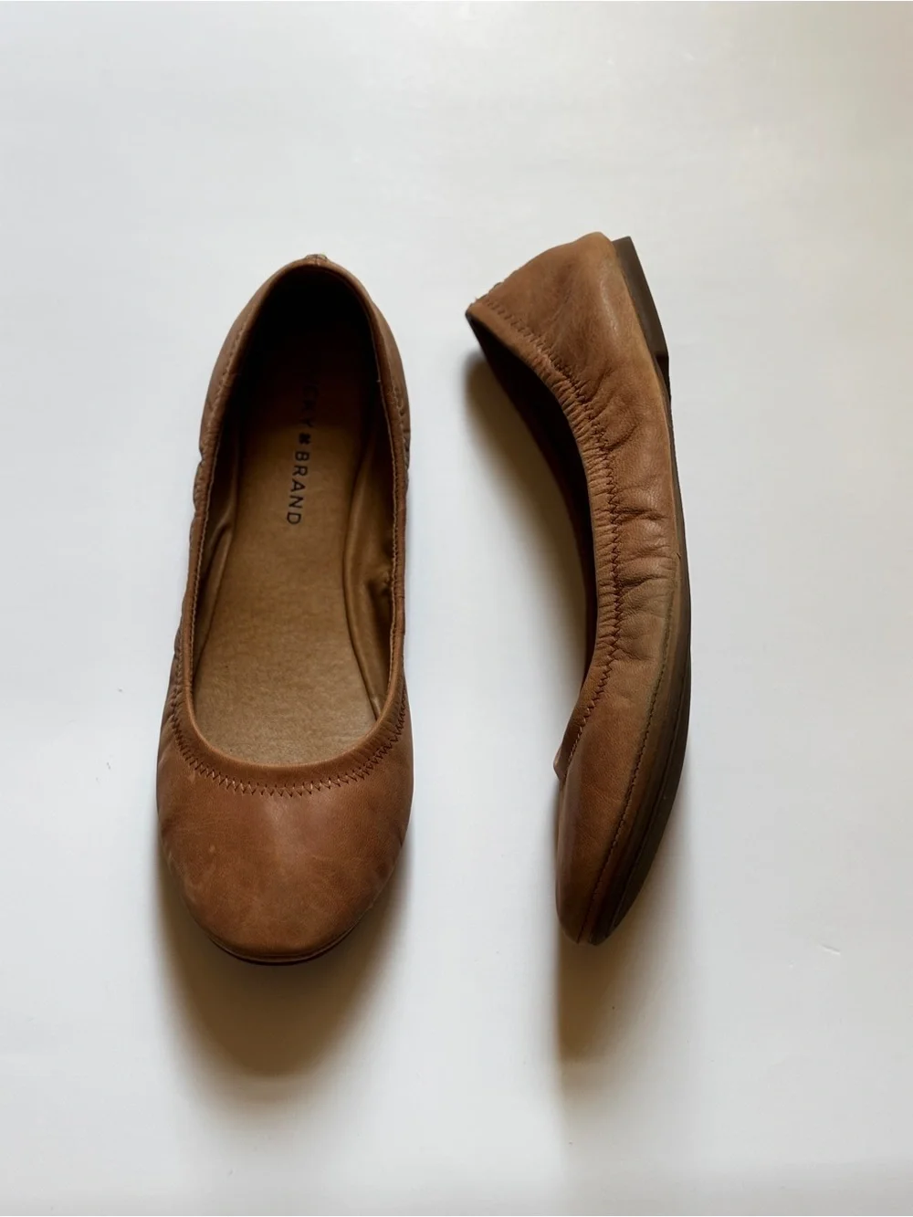 Lucky Brand Brown Leather Ballet Flats - Worn once